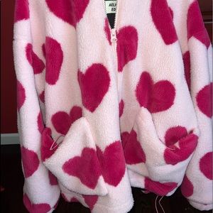 Aelfric Eden Vintage Heart Pattern Oversize Winter Sherpa Coat